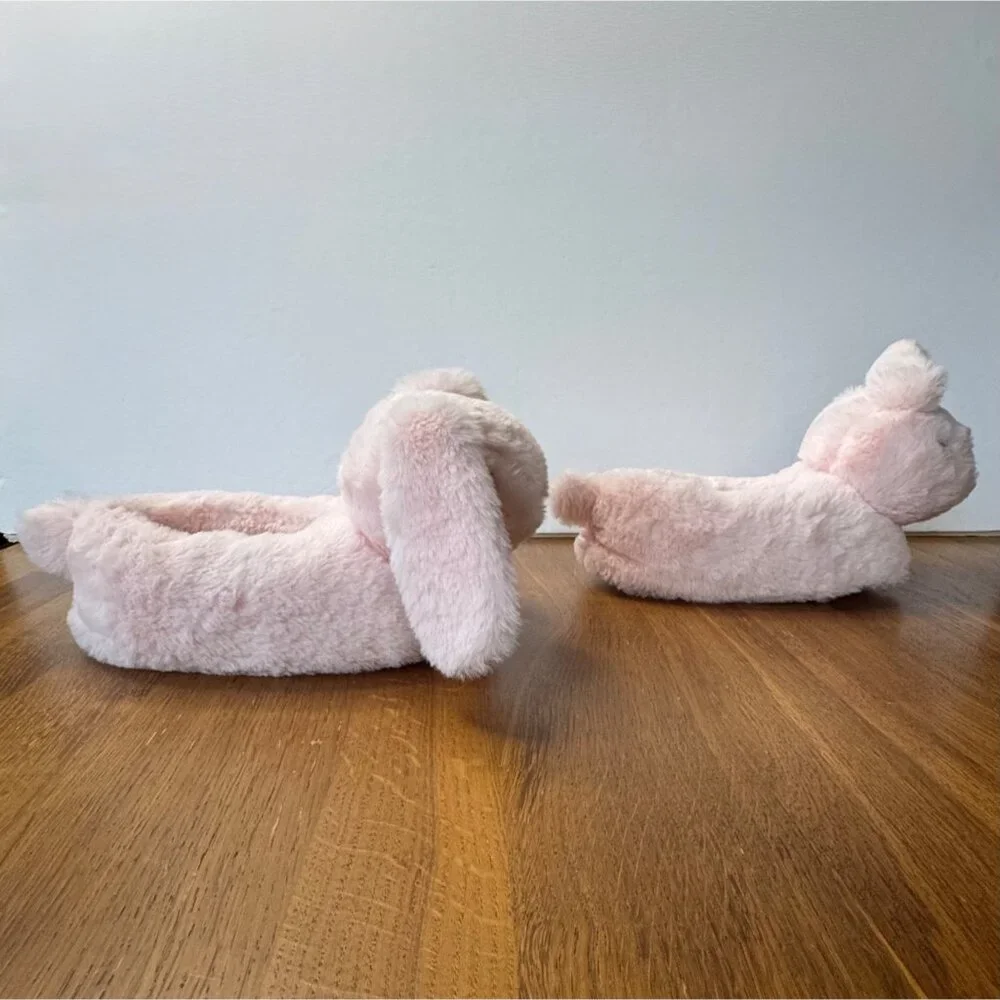 SEED HERITAGE Bunny Rabbit Plush Slippers Girls 7-8Y Soft Pink Faux Fur Slipper